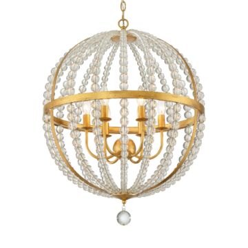 Roxy Six Light Chandelier in Antique Gold by Crystorama
