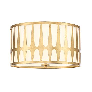 Royston Three Light Flush Mount in Antique Gold by Crystorama