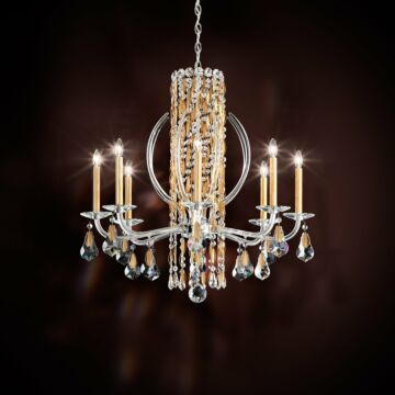 Siena Eight Light Chandelier in Antique Silver by Schonbek