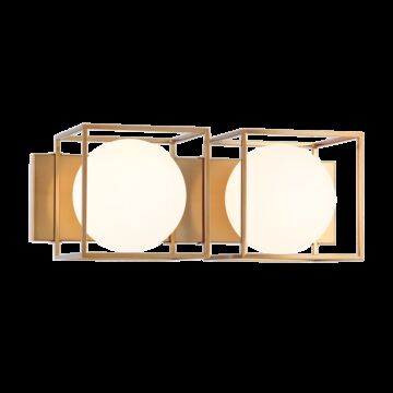 Squircle Two Light Wall Sconce in Aged Gold Brass by Matteo Lighting