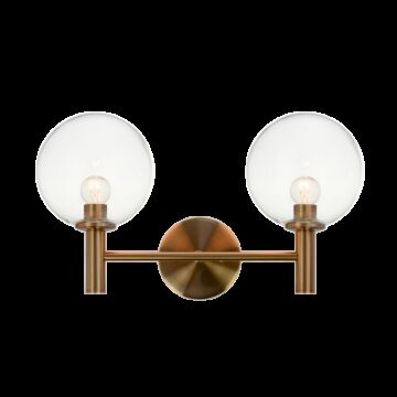 Cosmo Two Light Wall Sconce in Aged Gold Brass by Matteo Lighting