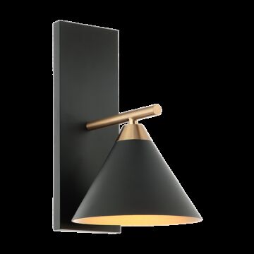 Bliss One Light Wall Sconce in Aged Gold Brass   Matte Black by Matteo Lighting