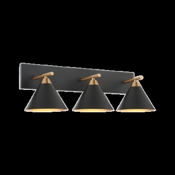 Bliss Three Light Wall Sconce in Aged Gold Brass   Matte Black by Matteo Lighting