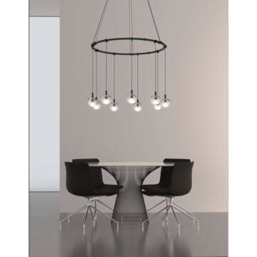 Suspenders Nine Light Pendant in Satin Black by Sonneman