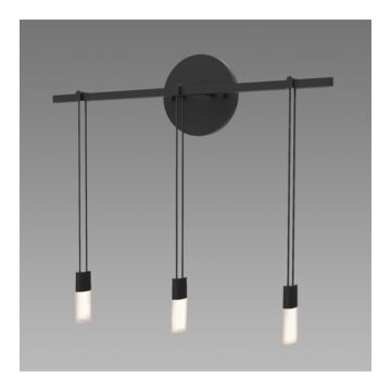 Suspenders Three Light Bath Bar in Satin Black by Sonneman