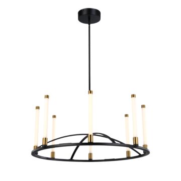Infiniti Collection 8-Light Integrated LED Chandelier in Matte Black and Brass
