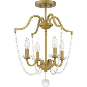Sunday Four Light Semi Flush Mount in Aged Brass by Quoizel