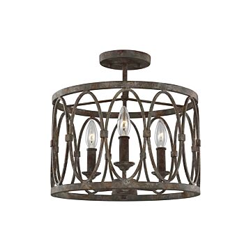 Patrice Three Light Semi Flush Mount in Deep Abyss by Visual Comfort Studio