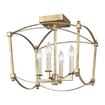 Thayer Four Light Semi Flush Mount in Antique Gild by Visual Comfort Studio