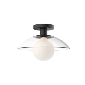 Francesca One Light Semi Flush Mount in Clear Glass Matte Black by Alora