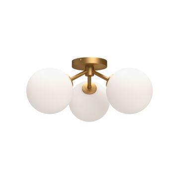 Cassia Three Light Semi Flush Mount in Aged Gold Opal Matte Glass by Alora