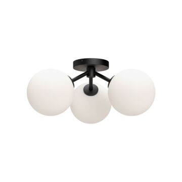 Cassia Three Light Semi Flush Mount in Matte Black Opal Matte Glass by Alora