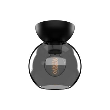 Arcadia One Light SemiFlush Mount in BlackSmoked by Kuzco Lighting