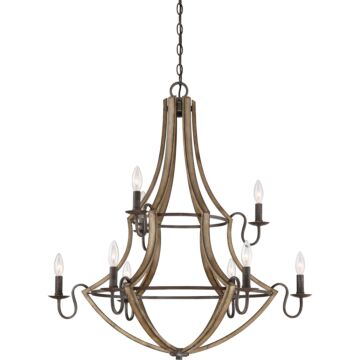 Shire Nine Light Chandelier in Rustic Black by Quoizel