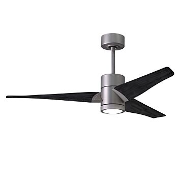 Super Janet 6-Speed DC 52" Ceiling Fan w/ Integrated Light Kit in Brushed Nickel with Matte Black blades