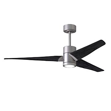 Super Janet 6-Speed DC 60" Ceiling Fan w/ Integrated Light Kit in Brushed Nickel with Matte Black blades