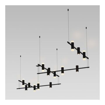 Suspenders Seven Light Pendant in Satin Black by Sonneman