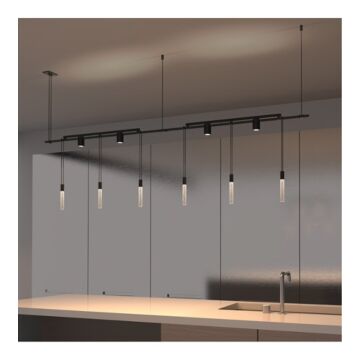 Suspenders Six Light Pendant in Satin Black by Sonneman