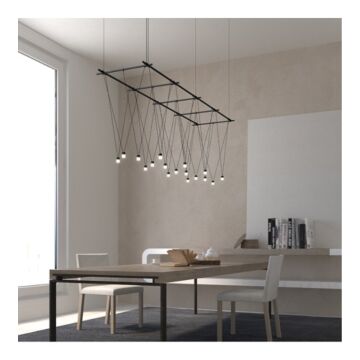 Suspenders 17 Light Pendant in Satin Black by Sonneman