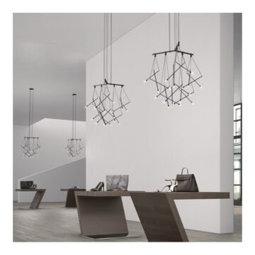 Suspenders Six Light Pendant in Satin Black by Sonneman