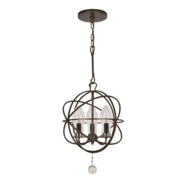 Solaris Three Light Outdoor Chandelier in English Bronze by Crystorama