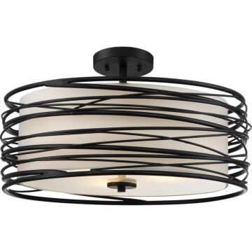 Spiral Three Light SemiFlush Mount in Mystic Black by Quoizel