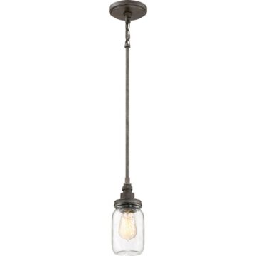 Squire One Light Mini Pendant in Rustic Black by Quoizel