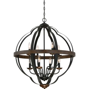 Siren Eight Light Foyer Pendant in Marcado Black by Quoizel