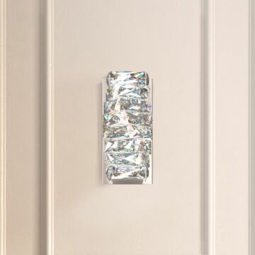 Schonbek Glissando 2 Light Wall Sconce in Stainless Steel with Clear Crystals From Swarovski Crystals