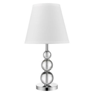 Palla 1-Light Crystal And Polished Chrome Accent Table Lamp With White Linen Shade