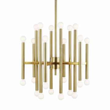 Beckham Modern 24 Light Chandelier in Burnished Brass by Visual Comfort Studio