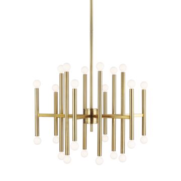 Beckham Modern 24 Light Chandelier in Burnished Brass by Visual Comfort Studio