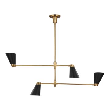 Signoret Four Light Chandelier in Burnished Brass by Visual Comfort Studio