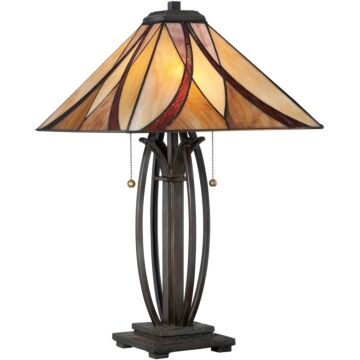 Quoizel Asheville 25 Inch Tiffany Table Lamp in Valiant Bronze