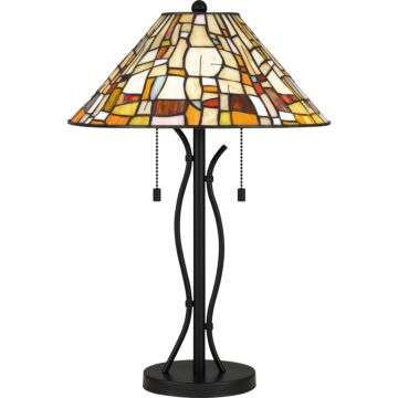 Tiffany Two Light Table Lamp in Matte Black by Quoizel
