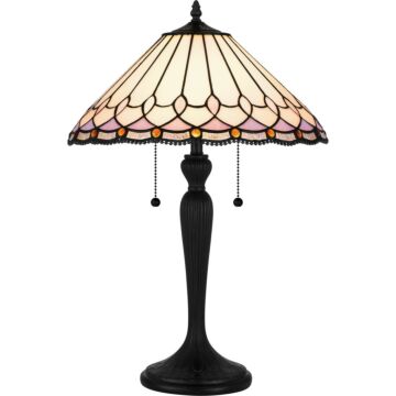 Tiffany Two Light Table Lamp in Matte Black by Quoizel