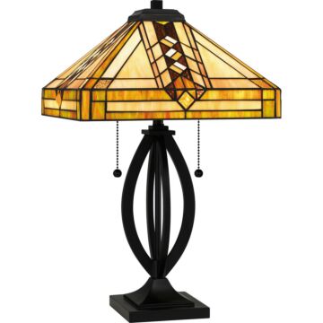 Tiffany Two Light Table Lamp in Matte Black by Quoizel