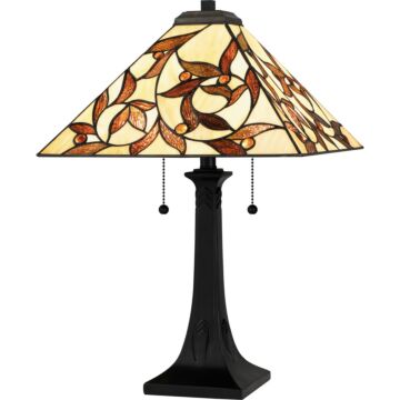 Tiffany Two Light Table Lamp in Matte Black by Quoizel