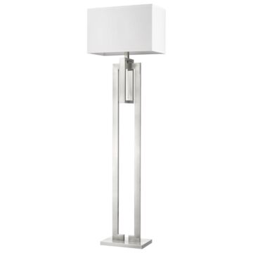 Precision 1-Light Brushed Nickel Floor Lamp With Ivory Shantung Shade