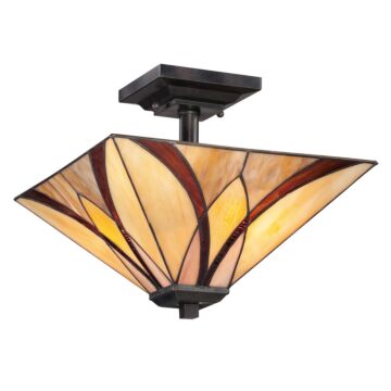 Asheville Two Light Semi Flush Mount in Valiant Bronze by Quoizel