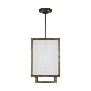 Brockway Three Light Chandelier in Weathered Oak Wood by Visual Comfort Studio