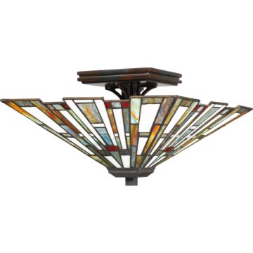 Maybeck Two Light Flush Mount in Valiant Bronze by Quoizel