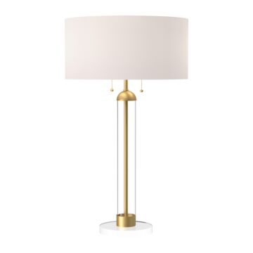 Sasha Two Light Table Lamp in Brushed Gold White Linen by Alora