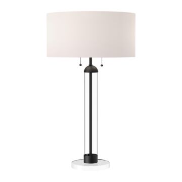 Sasha Two Light Table Lamp in Matte Black White Linen by Alora