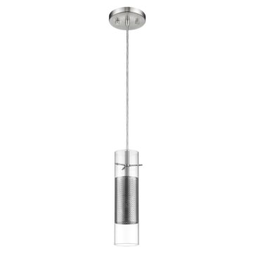 Scope 1-Light Brushed Nickel Pendant Double Glass and Mesh Shade