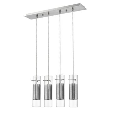 Scope 4-Light Brushed Nickel Pendant Double Glass and Mesh Shades