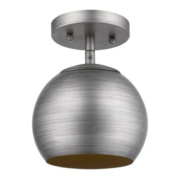 Latitude 1-Light Hand Painted Weathered Pewter Pendant With Gold Interior Shade (7")