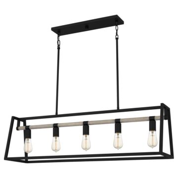 Tippet Five Light Linear Chandelier in Matte Black by Quoizel