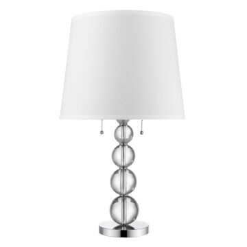 Palla 2-Light Crystal And Polished Chrome Table Lamp With White Linen Shade