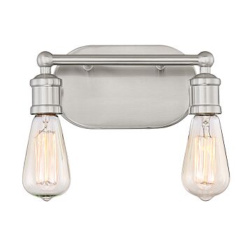 Mbath Two Light Bathroom Vanity Light in Brushed Nickel by Meridian
